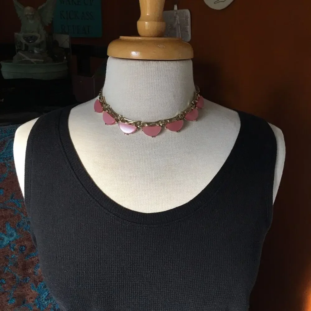 Pink moonstone collar necklace, possibly vintage?